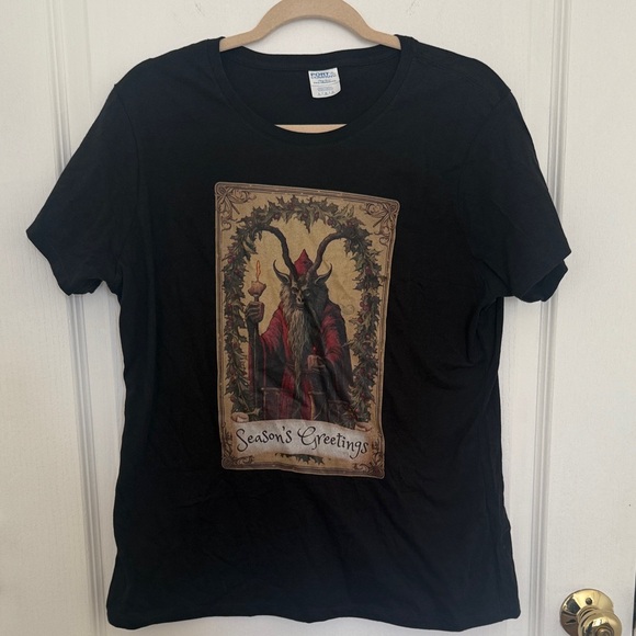 Krampus Seasons Greetings Holiday T-Shirt - Picture 1 of 4